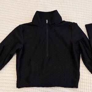 BuffBunny Black Textured Quarter-Zip Top